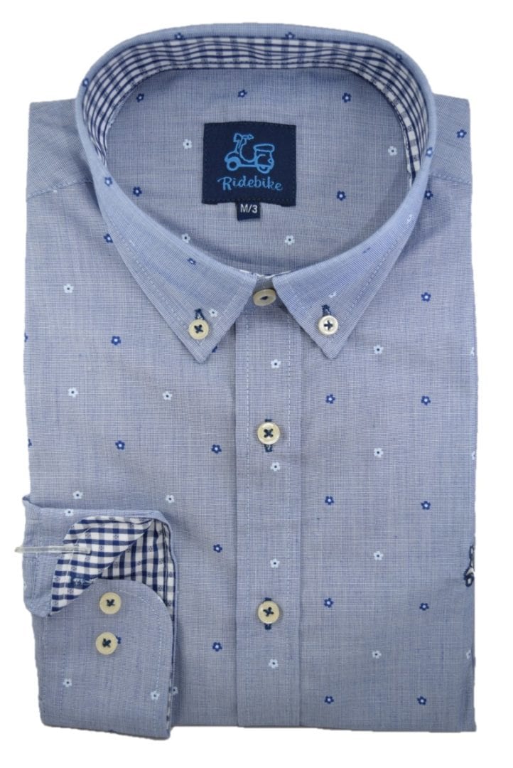 Camisa azul con estampado floral 4 Camisa azul con estampado floral - Imagen 4