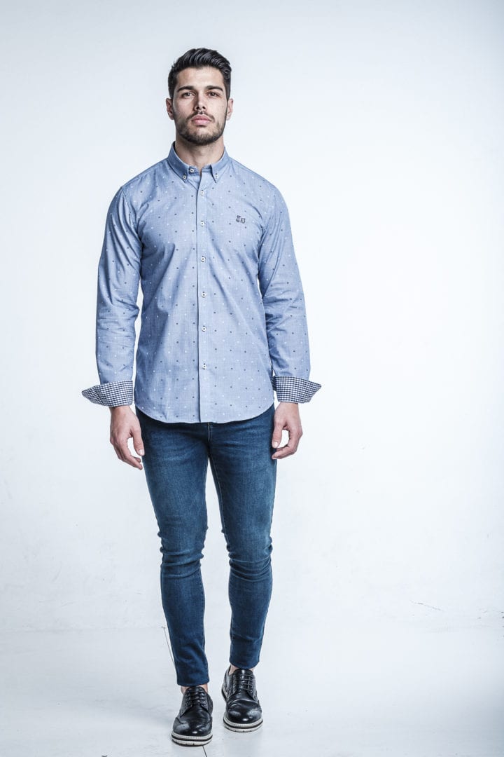 Camisa azul con estampado floral 2 Camisa azul con estampado floral - Imagen 2