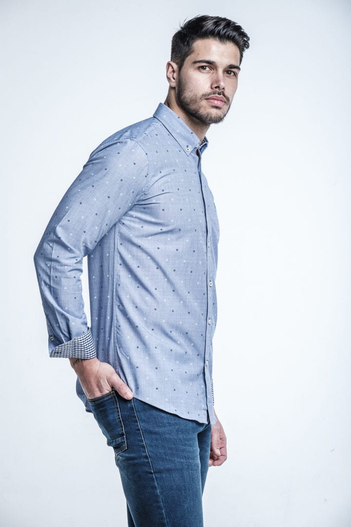 Camisa azul con estampado floral 5 Camisa azul con estampado floral - Imagen 5