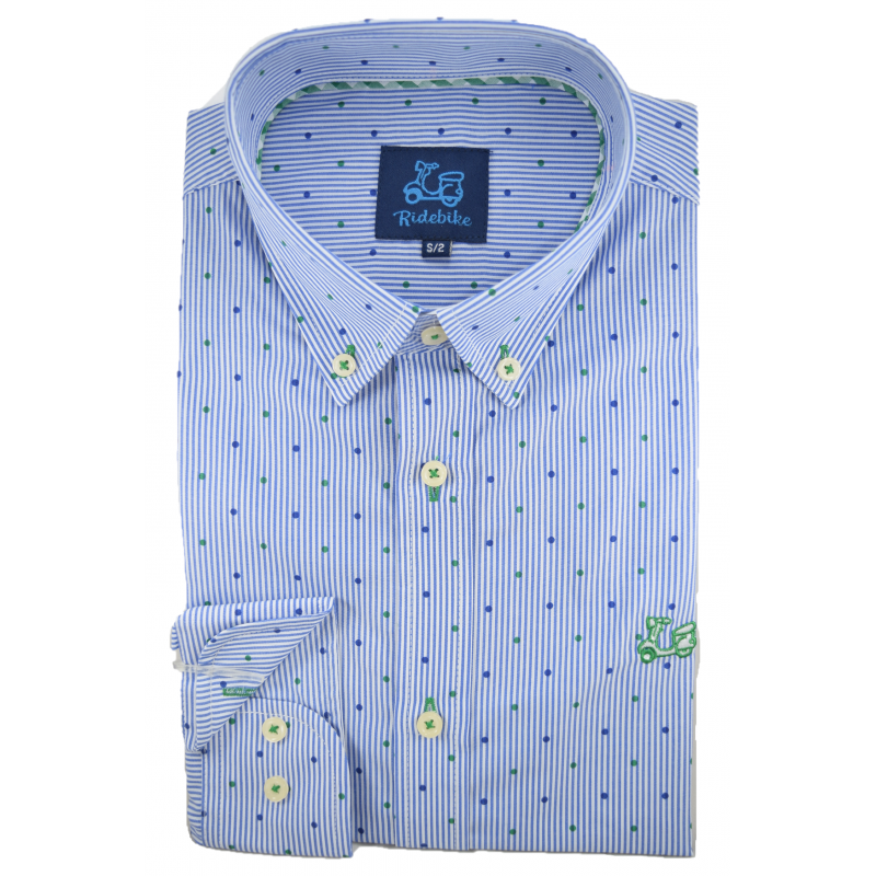 Camisa niño de rayas con topitos estampados 1 Camisa niño de rayas con topitos estampados