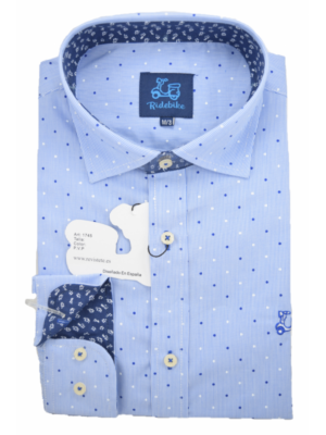 Camisa de milrayas con estampado cuello italiano