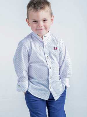 Camisa niño de topitos cuello mao