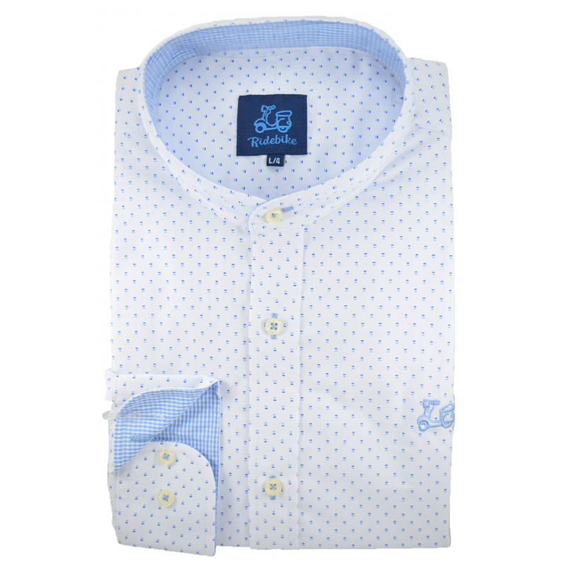 Camisa estampada cuello mao 1 Camisa estampada cuello mao