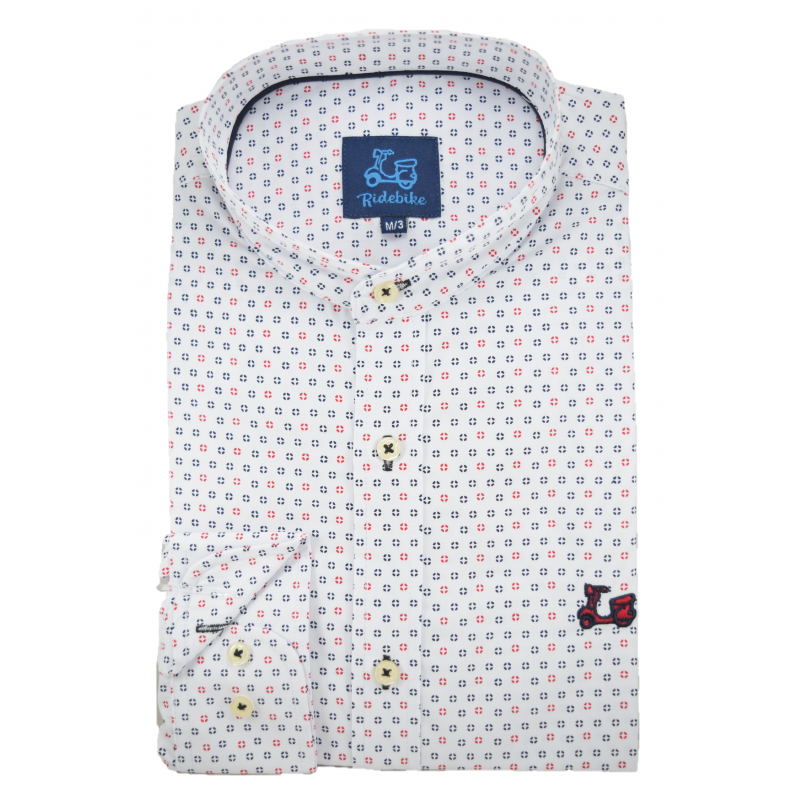 Camisa con estampado geométrico cuello mao 1 Camisa con estampado geométrico cuello mao