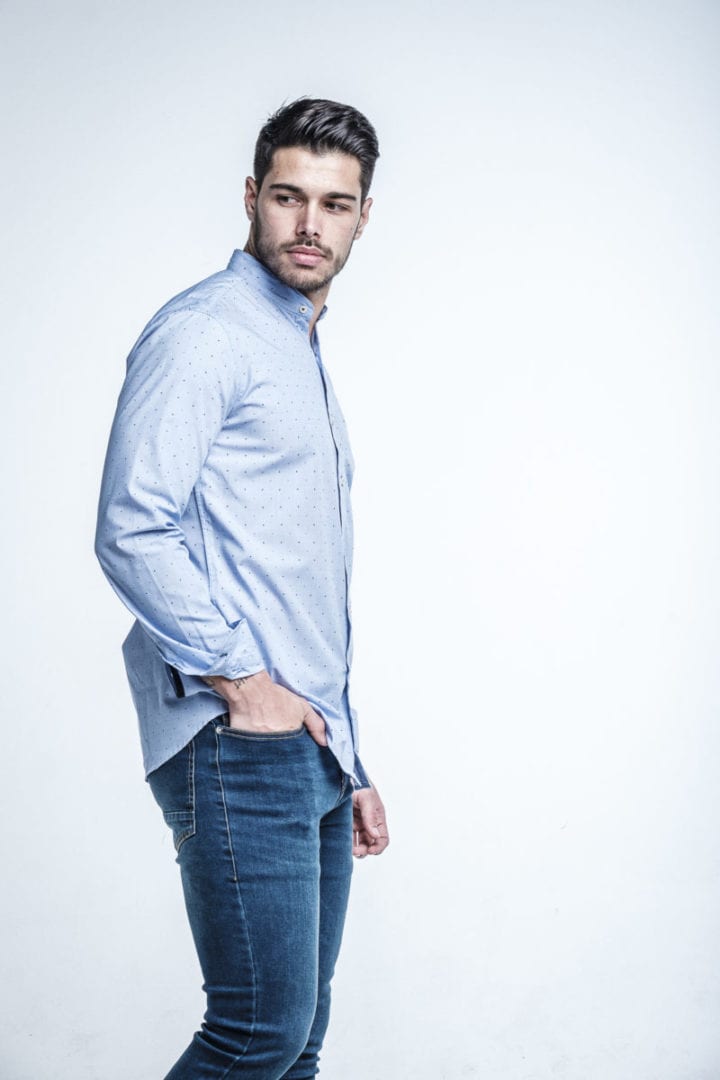 Camisa con topitos cuello mao 3 Camisa con topitos cuello mao - Imagen 3