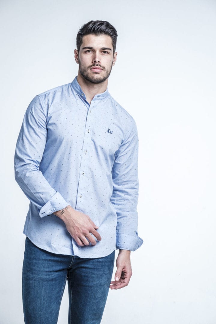 Camisa con topitos cuello mao 5 Camisa con topitos cuello mao - Imagen 5