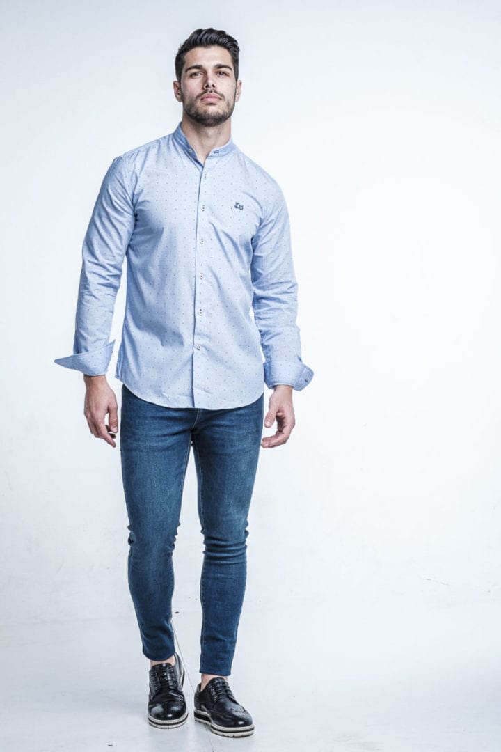 Camisa con topitos cuello mao 4 Camisa con topitos cuello mao - Imagen 4