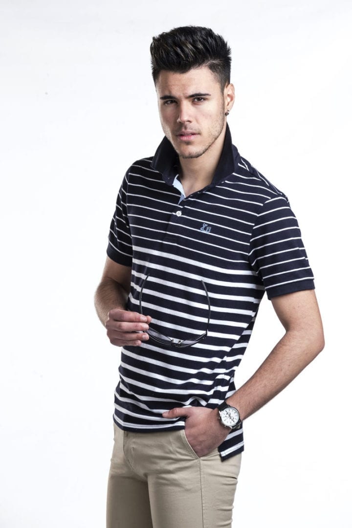 Polo piqué de rayas combinadas 1 Polo piqué de rayas combinadas