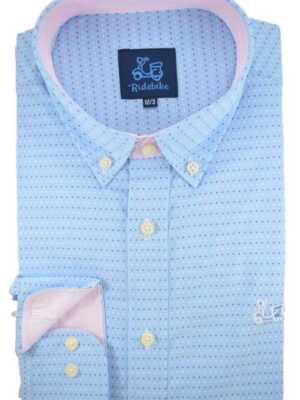 Camisa niño celeste de topitos