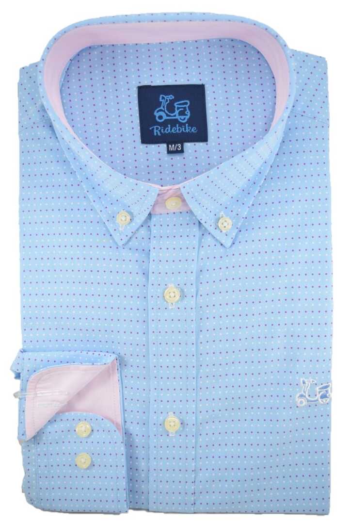 Camisa celeste de topitos 4 Camisa celeste de topitos - Imagen 4