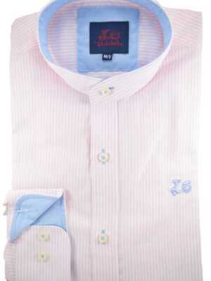 Camisa niño rayas rosa cuello mao