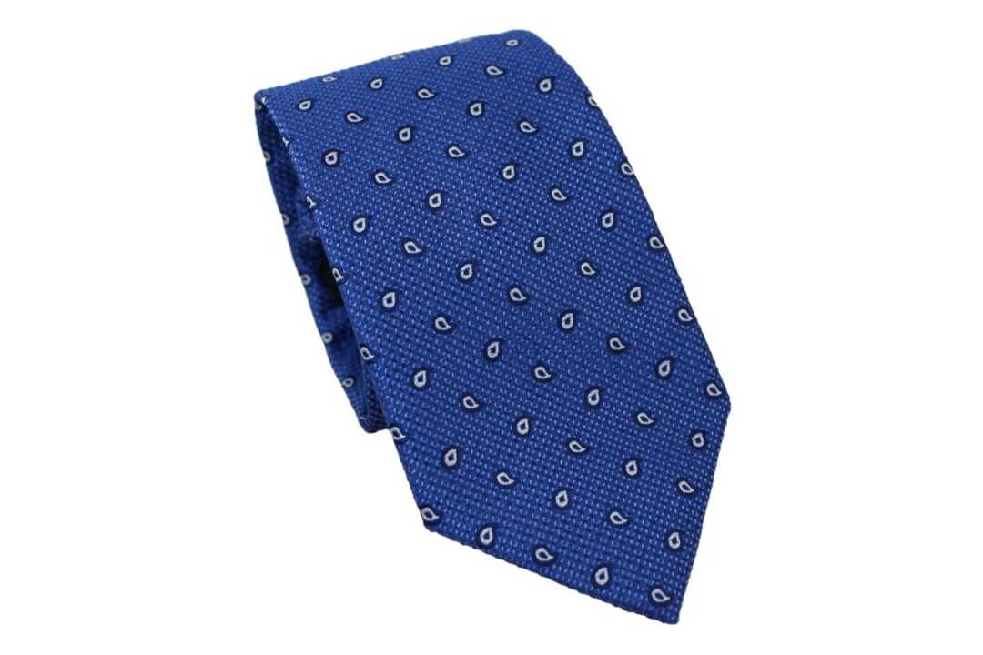 Corbata azul eléctrico estampado Paisley 1 Corbata azul eléctrico estampado Paisley