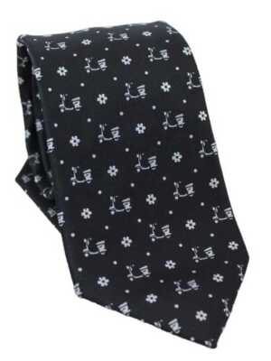 Corbata negra estampado vespa y floral