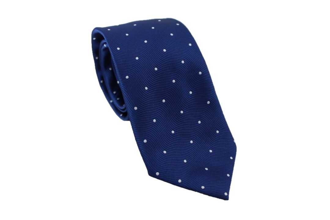Corbata azul estampado lunares 1 Corbata azul estampado lunares