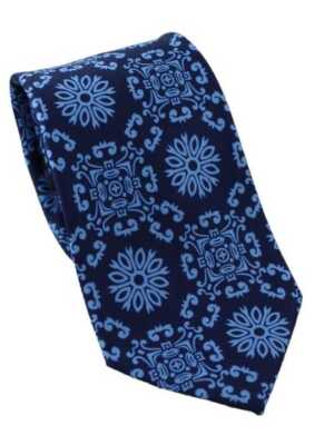 Corbata azul oscuro estampado mosaico