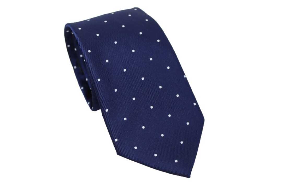 Corbata azul marino estampado lunares 1 Corbata azul marino estampado lunares