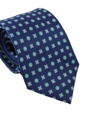 Corbata azul oscuro estampado floral
