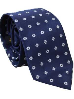 Corbata azul oscuro estampado floral