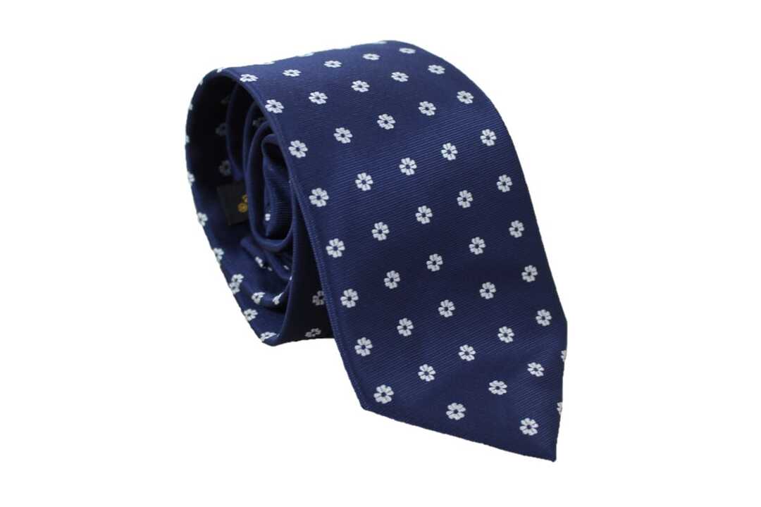 Corbata azul oscuro estampado floral 1 Corbata azul oscuro estampado floral