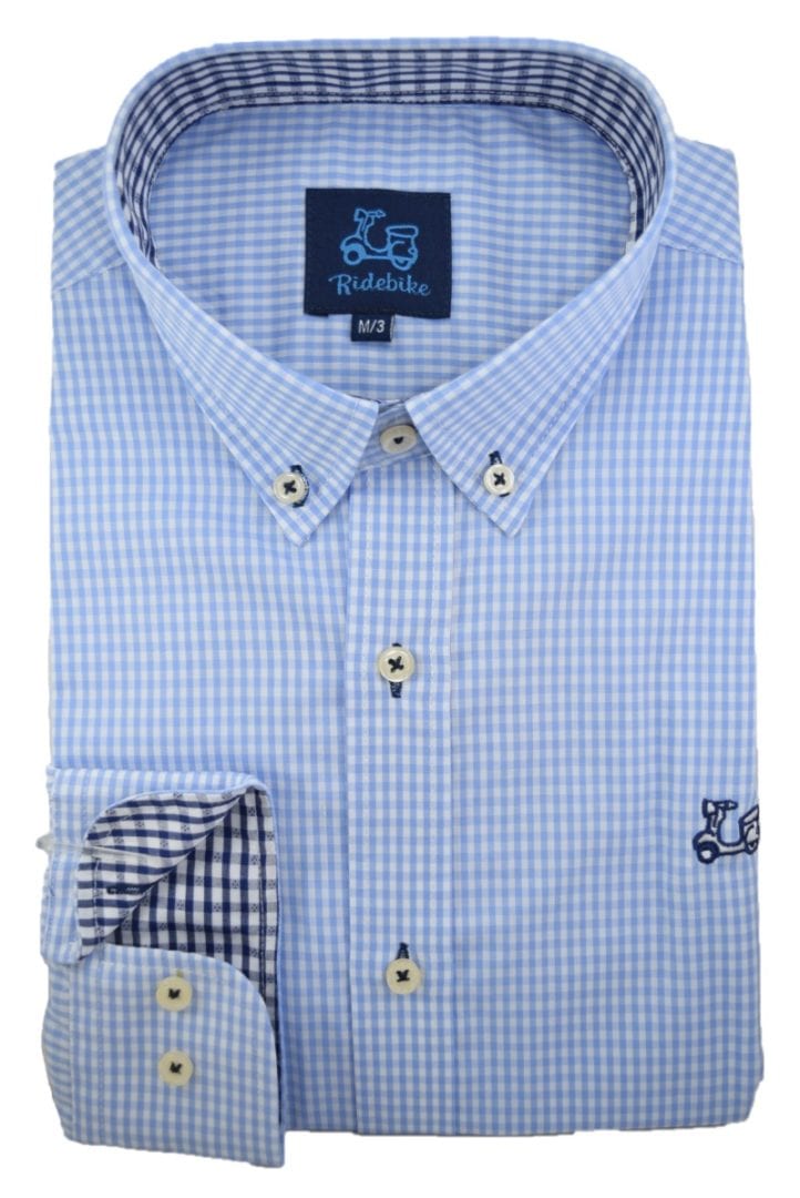 Camisa Cuadros Vichy Celeste 2 Camisa Cuadros Vichy Celeste - Imagen 2