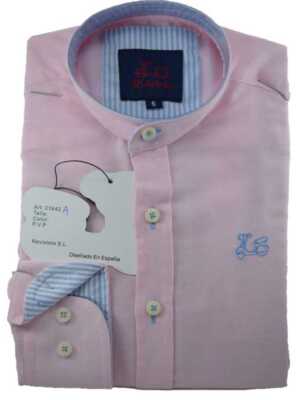Camisa niño Oxford rosa cuello mao