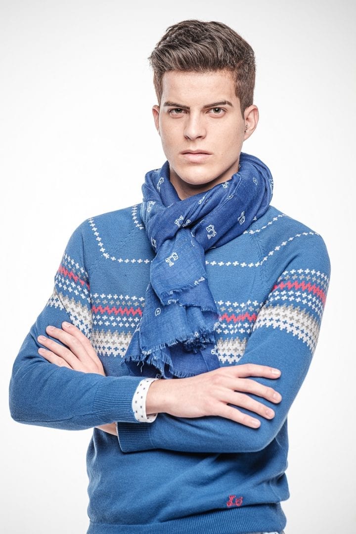 Pashmina azul con motos 1 Pashmina azul con motos