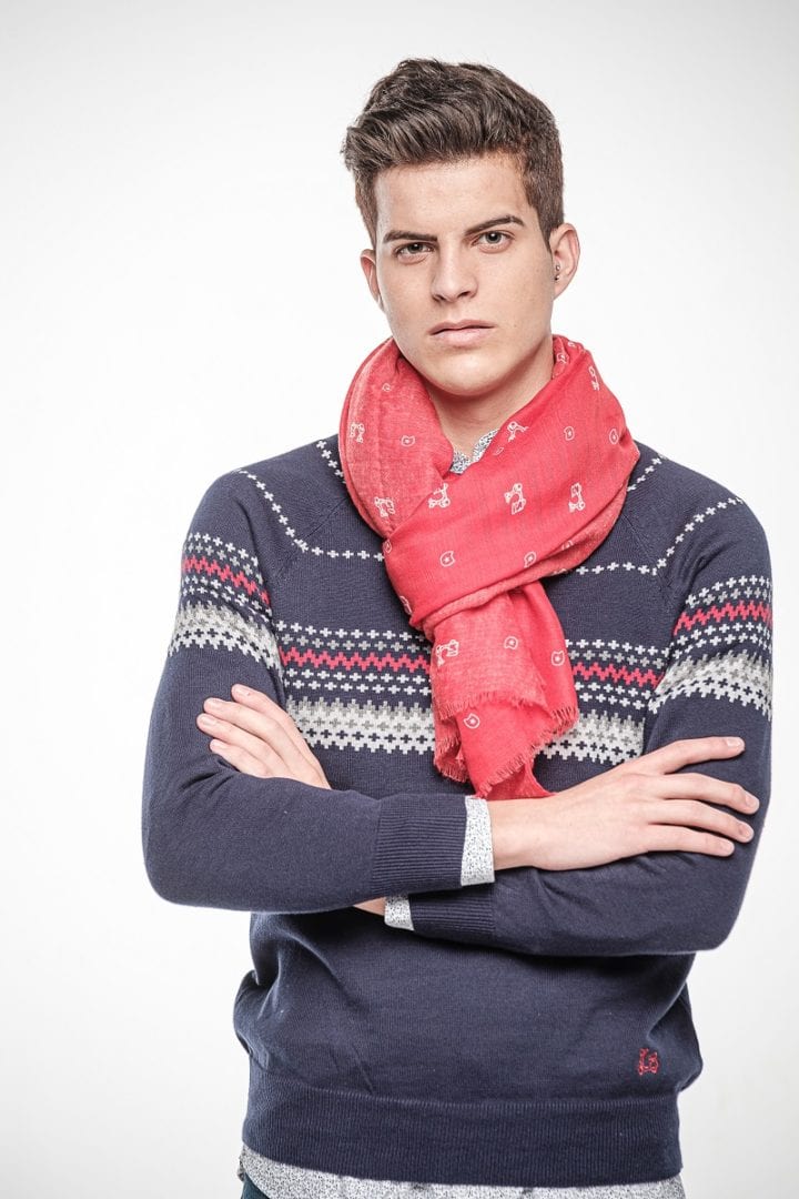 Pashmina roja con motos 2 Pashmina roja con motos - Imagen 2