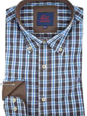 Camisa de cuadros azul y café