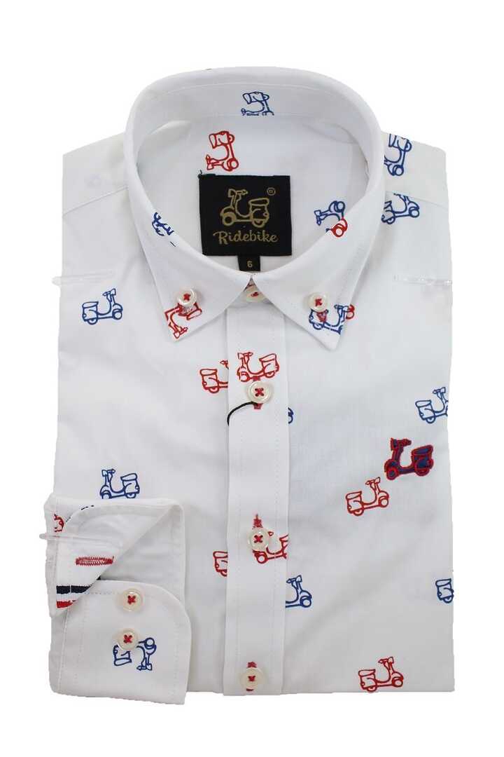 Camisa Niño Algodón Estampado Vespas 1 Camisa Niño Algodón Estampado Vespas