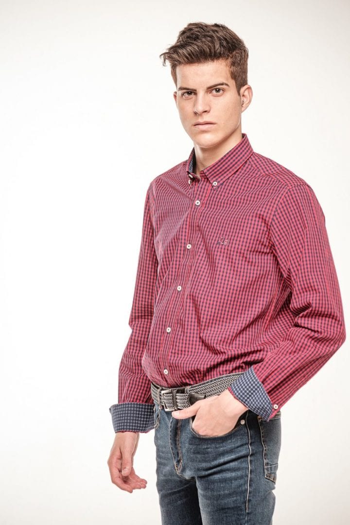 Camisa Algodón Cuadros Rojo 2 Camisa Algodón Cuadros Rojo - Imagen 2