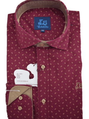 Camisa Cuello Italiano Burdeos