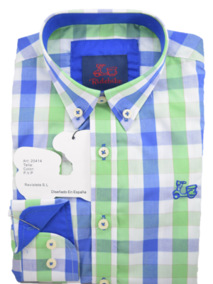 Camisa de cuadros verde y azul