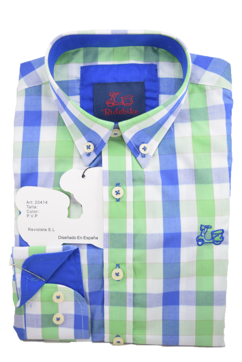 Camisa de cuadros verde y azul 1 Camisa de cuadros verde y azul