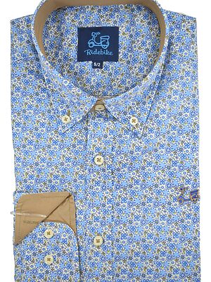 Camisa niño estampado floral azul