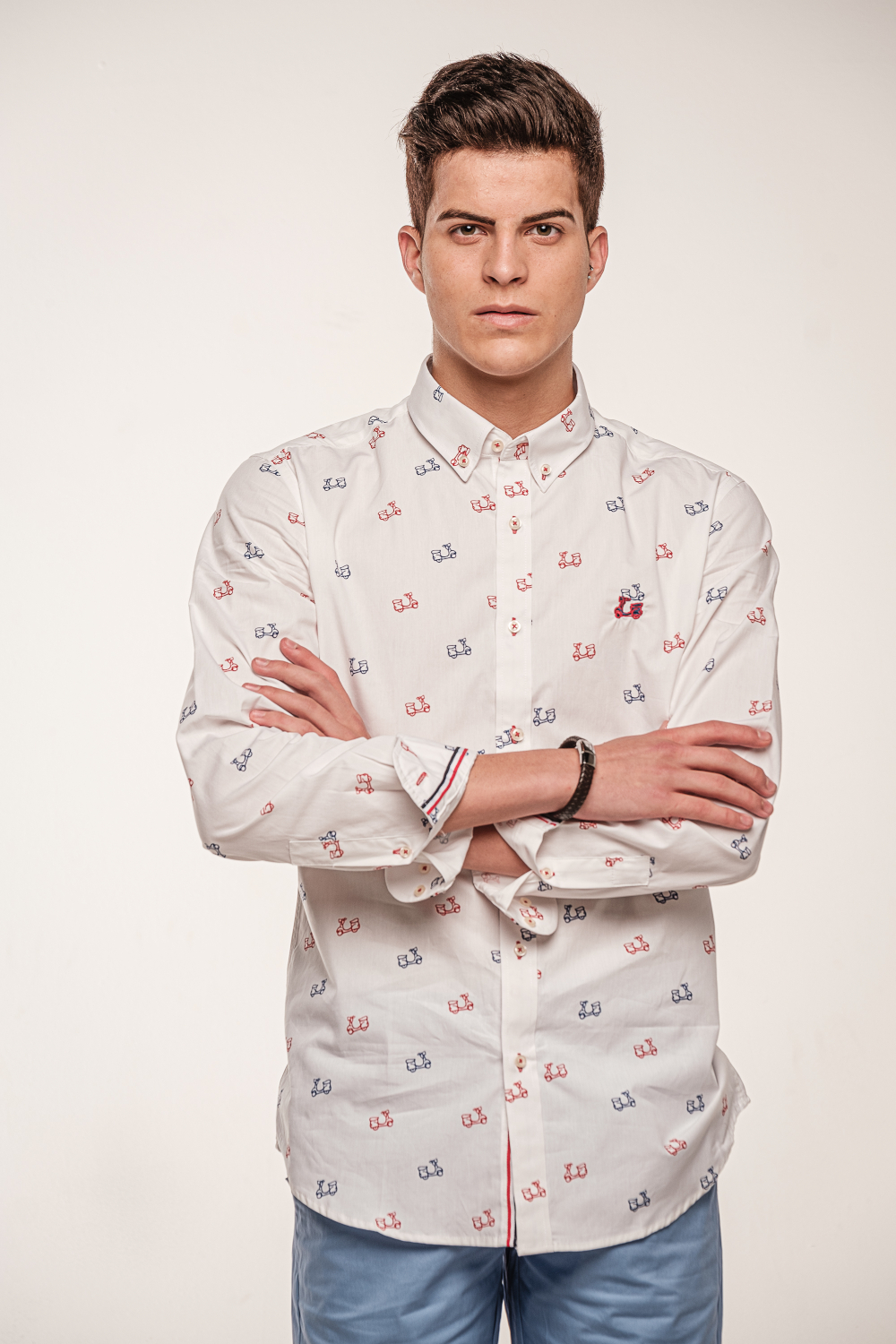 Camisa Algodón Estampado Vespas 2 Camisa Algodón Estampado Vespas - Imagen 2