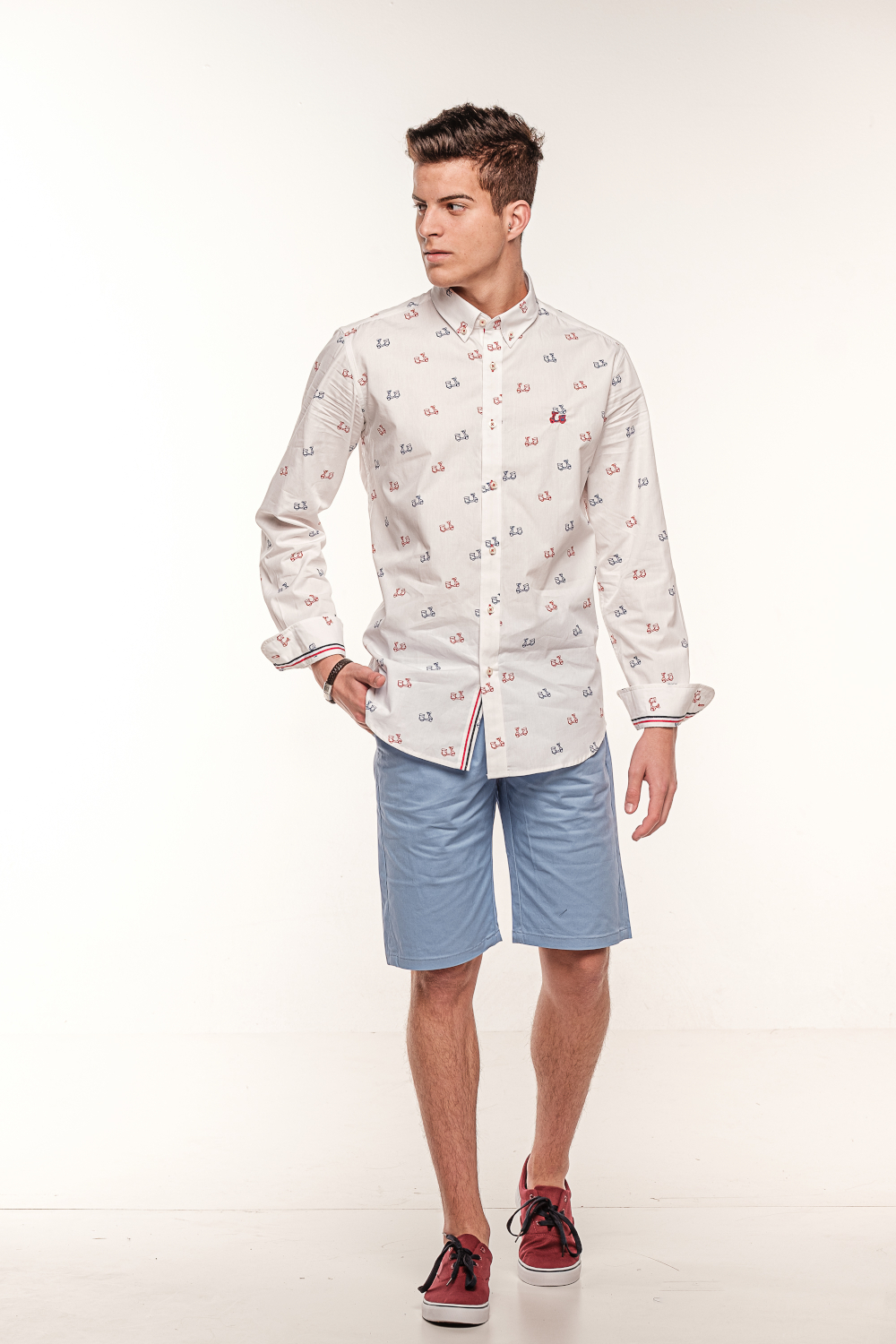 Camisa Algodón Estampado Vespas 3 Camisa Algodón Estampado Vespas - Imagen 3