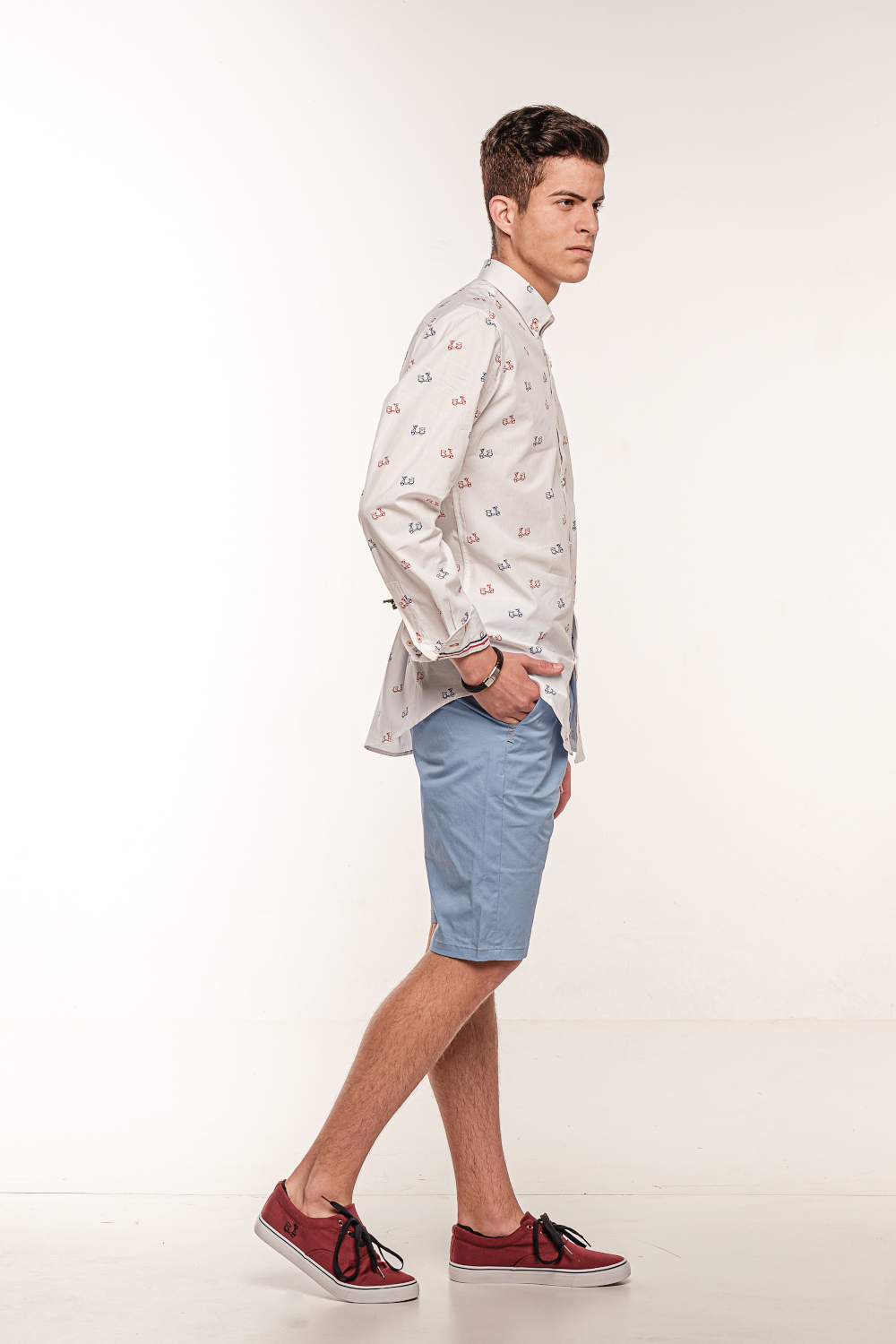 Camisa Algodón Estampado Vespas 4 Camisa Algodón Estampado Vespas - Imagen 4