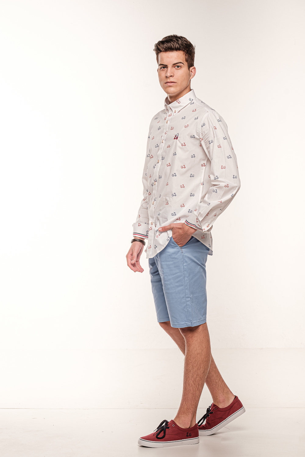 Camisa Algodón Estampado Vespas 5 Camisa Algodón Estampado Vespas - Imagen 5