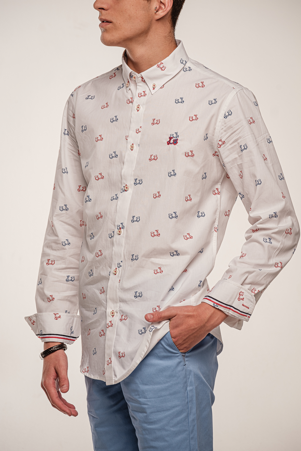 Camisa Algodón Estampado Vespas 1 Camisa Algodón Estampado Vespas