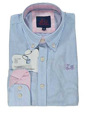 Tienda de Ropa de Hombre Sevilla 41 Camisa rayas azul Oxford vespa en espalda