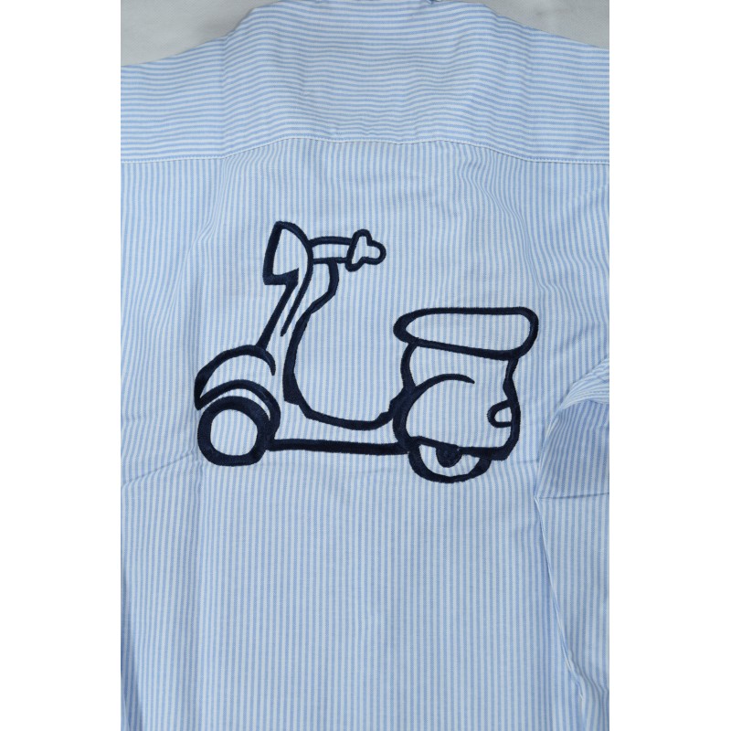 Camisa rayas azul Oxford vespa en espalda 2 Camisa rayas azul Oxford vespa en espalda - Imagen 2