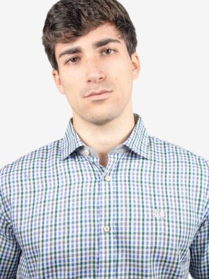 Camisa de cuadros Vichy cuello italiano