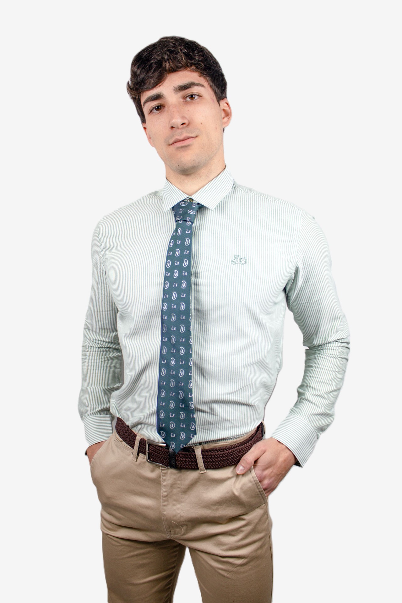 Camisa Oxford rayas verdes 3 Camisa Oxford rayas verdes - Imagen 3