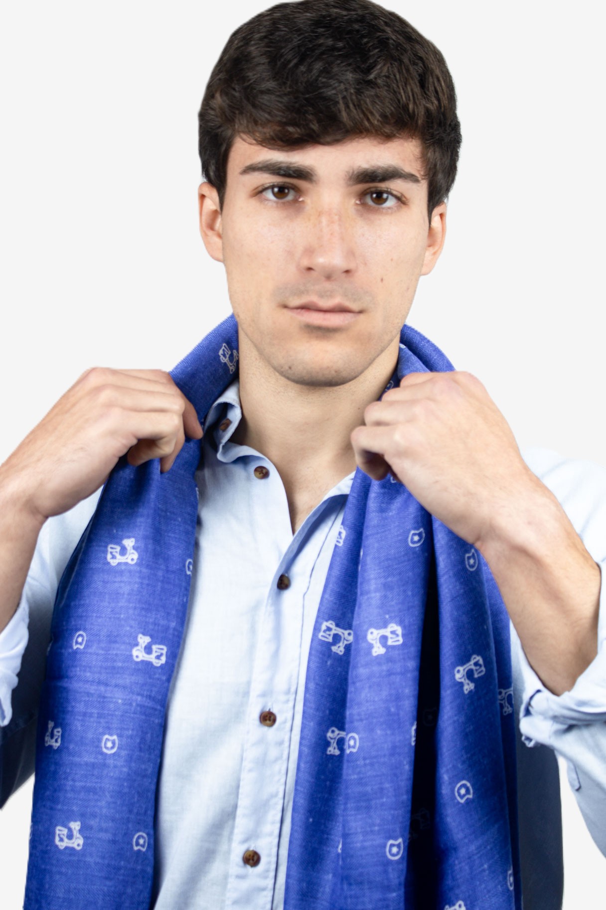 Pashmina azul con motos 2 Pashmina azul con motos - Imagen 2